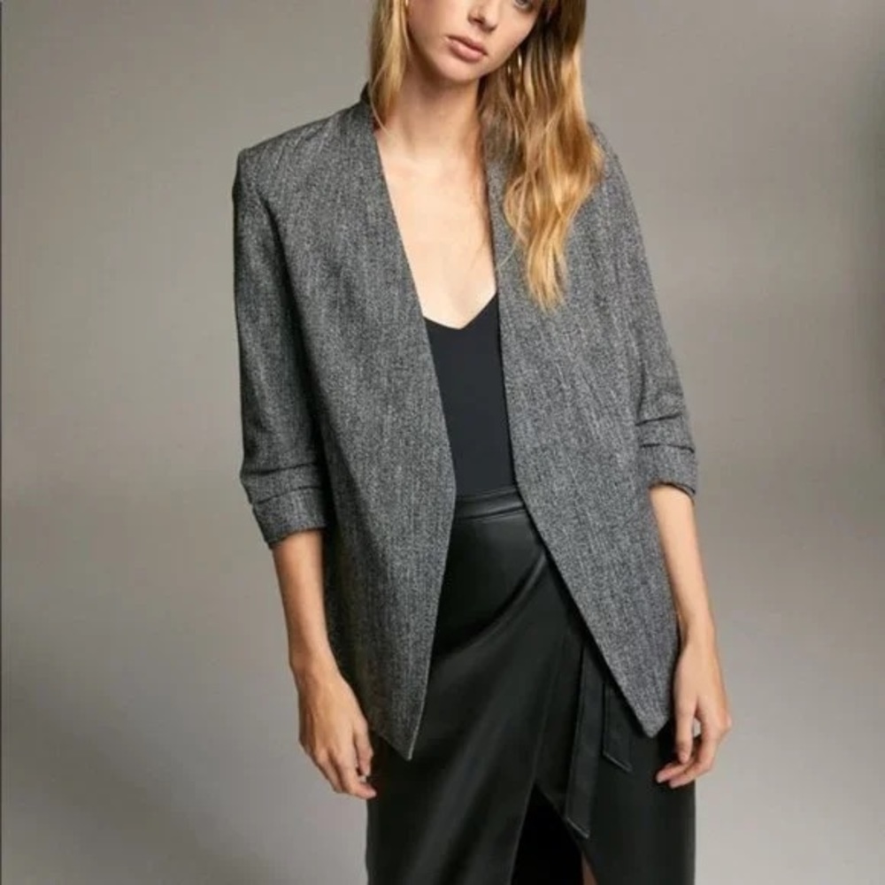 Aritzia Babaton Power Blazer Gray Wool open blazer jacket 00